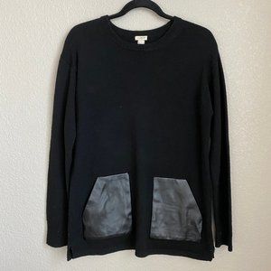 J. Crew Merino Wool Leather Pocket Tunic Sweater
